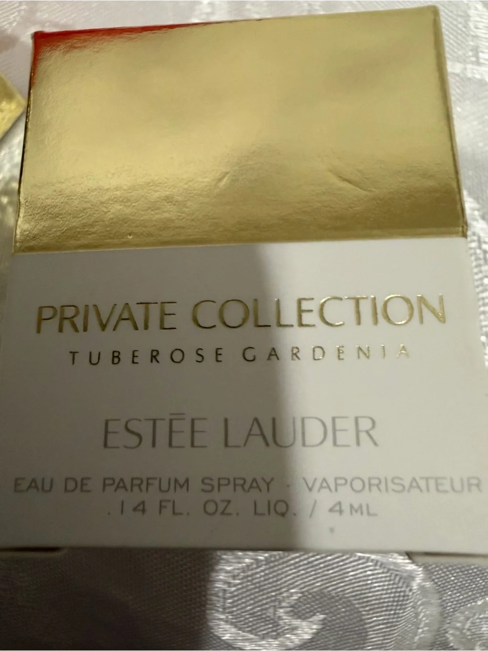 Estee Lauder Red Tassel Cosmetic Pouch & (3 )0.14 oz Tuberose Gardenia Parfum